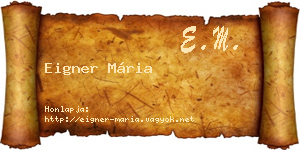 Eigner Mária névjegykártya